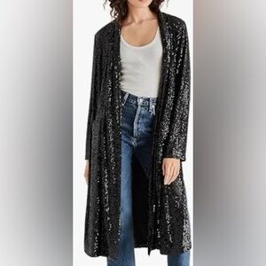 BB Dakota Shimmering Black Sequin Cardigan